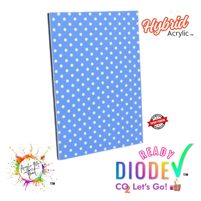 Blue and White Polka Dot Pattern Hybrid Acrylic | CO2 and Diode Laser Acrylic Sheets