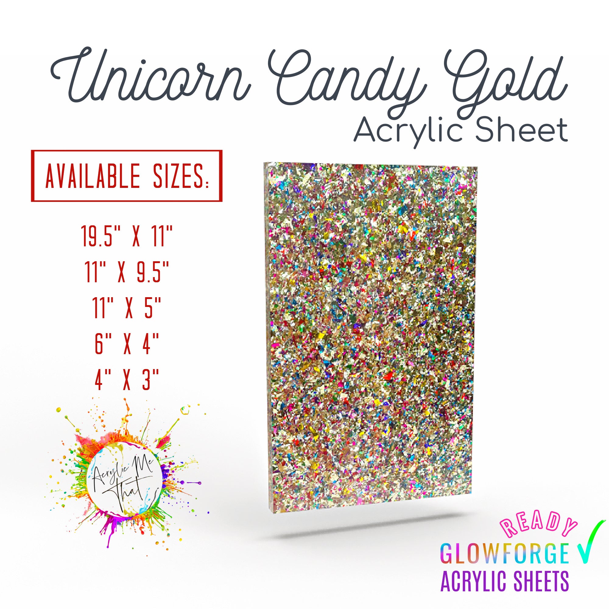 Gold Chunky Glitter Cast Acrylic Sheet - 4mm - iridescent