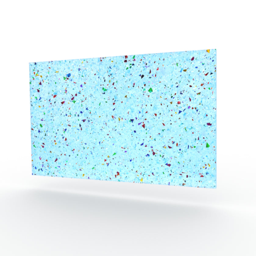 Blue acrylic sheet suppliers offering a range of sizes and finishes. Tinted glitter plastic boards for laser cutting supplies.