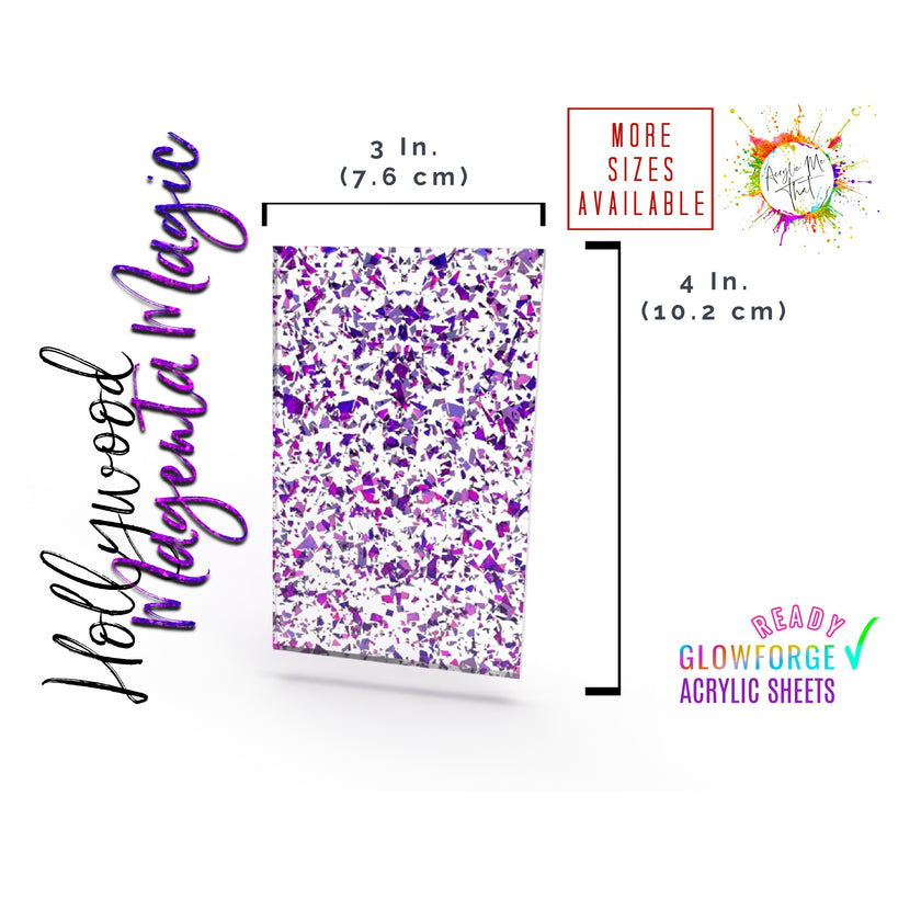 Acrylic board with holographic pink glitter for laser cutting and crafting.