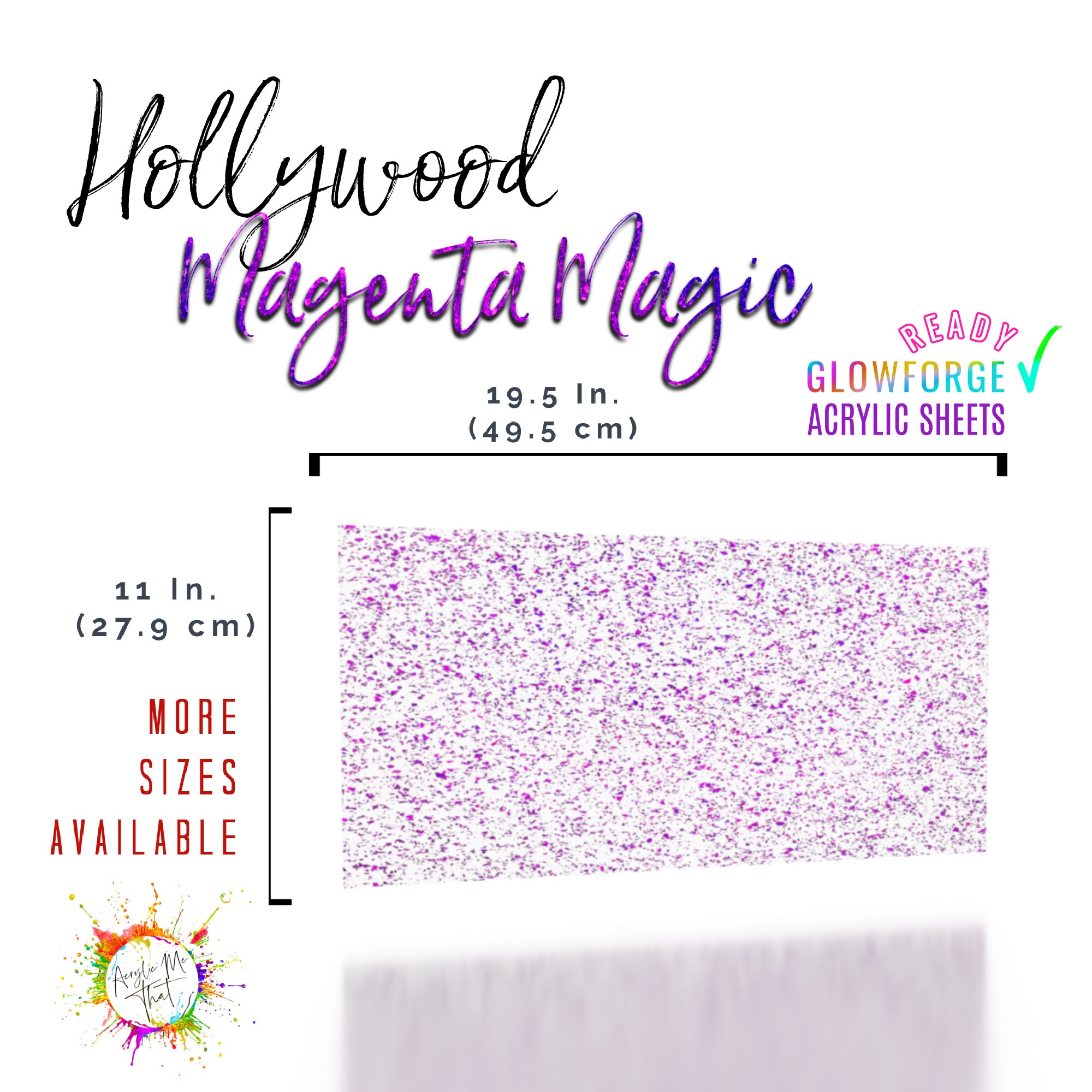 Plastic transparent material for laser cutting, featuring iridescent pink glitter.