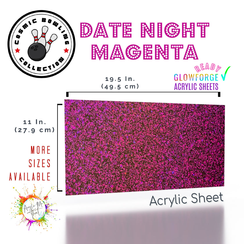 Pink glitter acrylic sheet for laser cutting, perfect for custom creations.