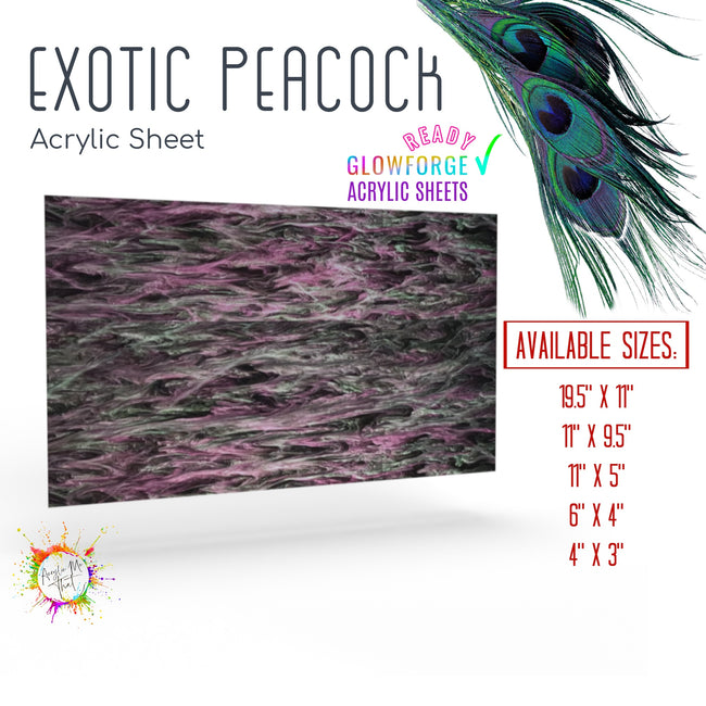Iridescent green and purple acrylic sheet with a glossy black base, perfect for laser cutting.
