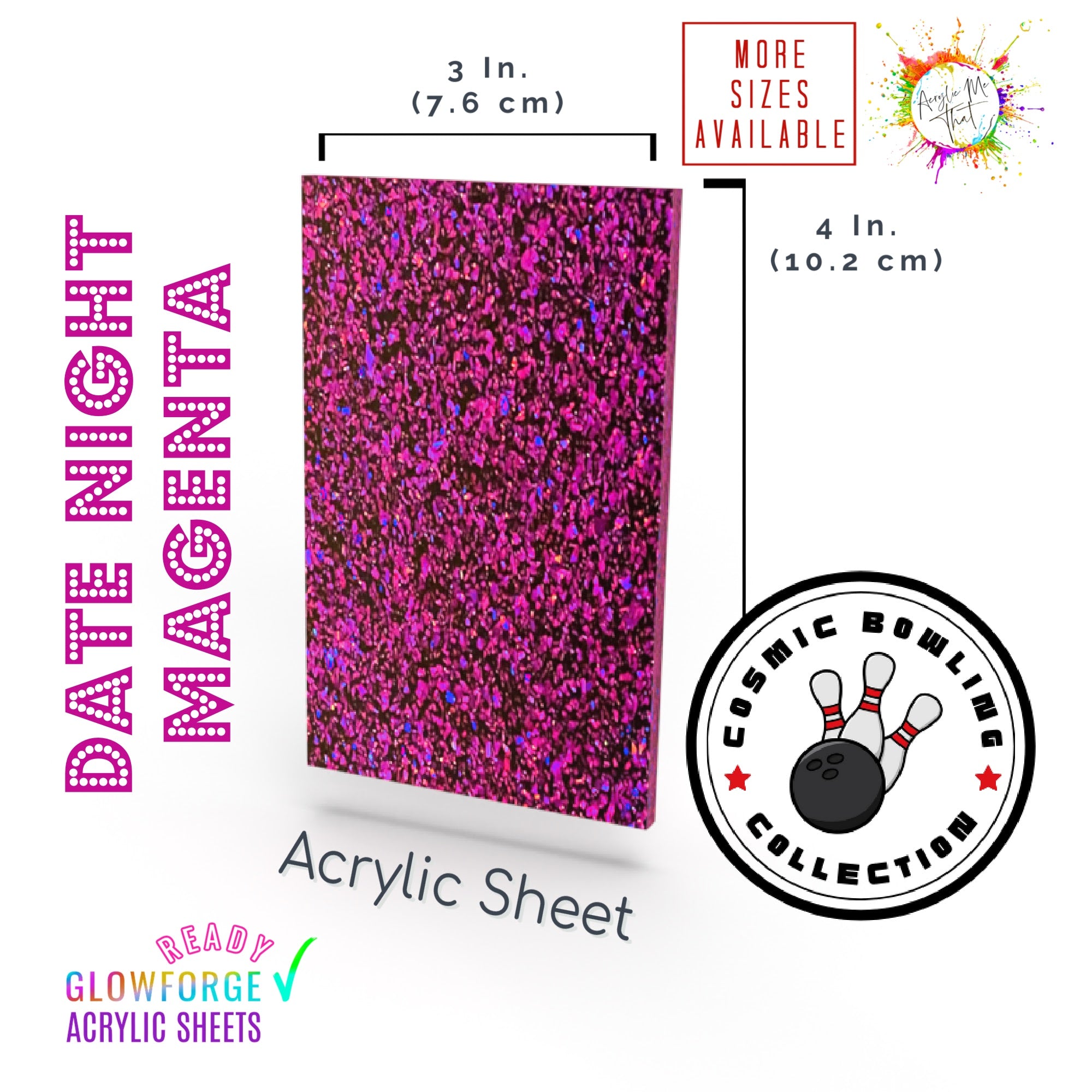 Coloring acrylic sheets for crafts, featuring a vibrant glitter finish.