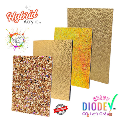 Multi-Size Sample 4 Pack Guilded Age Hybrid Acrylic Bundle | Diode and CO2 Laser Acrylic Sheets *LIMITED EDITION*