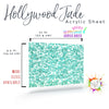 Iridescent colored transparent acrylic sheet with glitter, perfect for laser cutting and crafting.