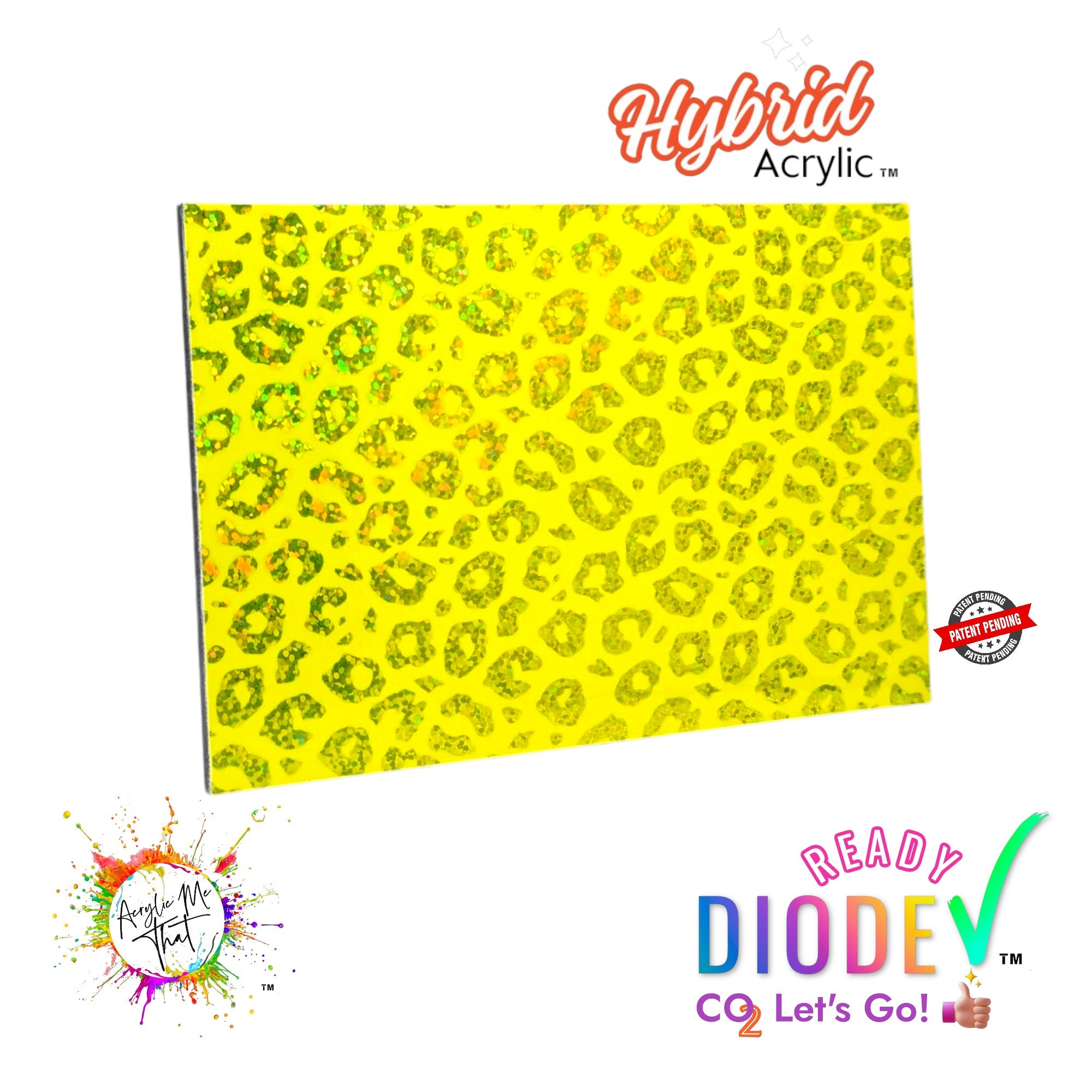 Yellow Iridescent Leopard Patterned Hybrid Acrylic Sheet | Diode Acrylic Sheet