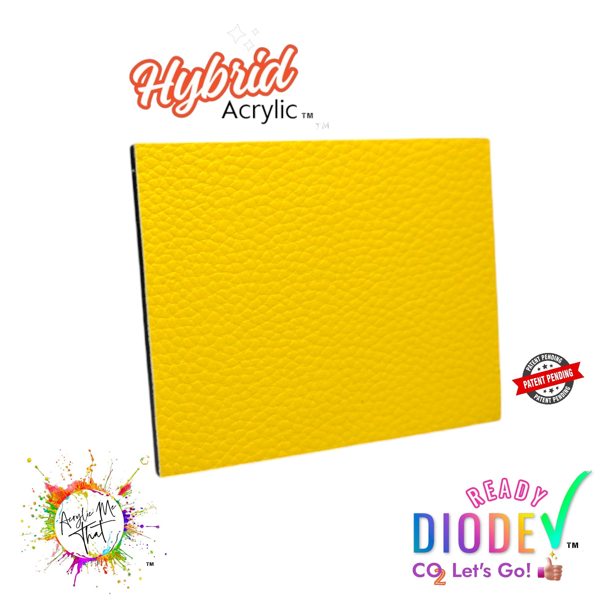 Yellow Textured Lychee Faux Leather Hybrid Acrylic | CO2 and Diode Laser Acrylic Sheets