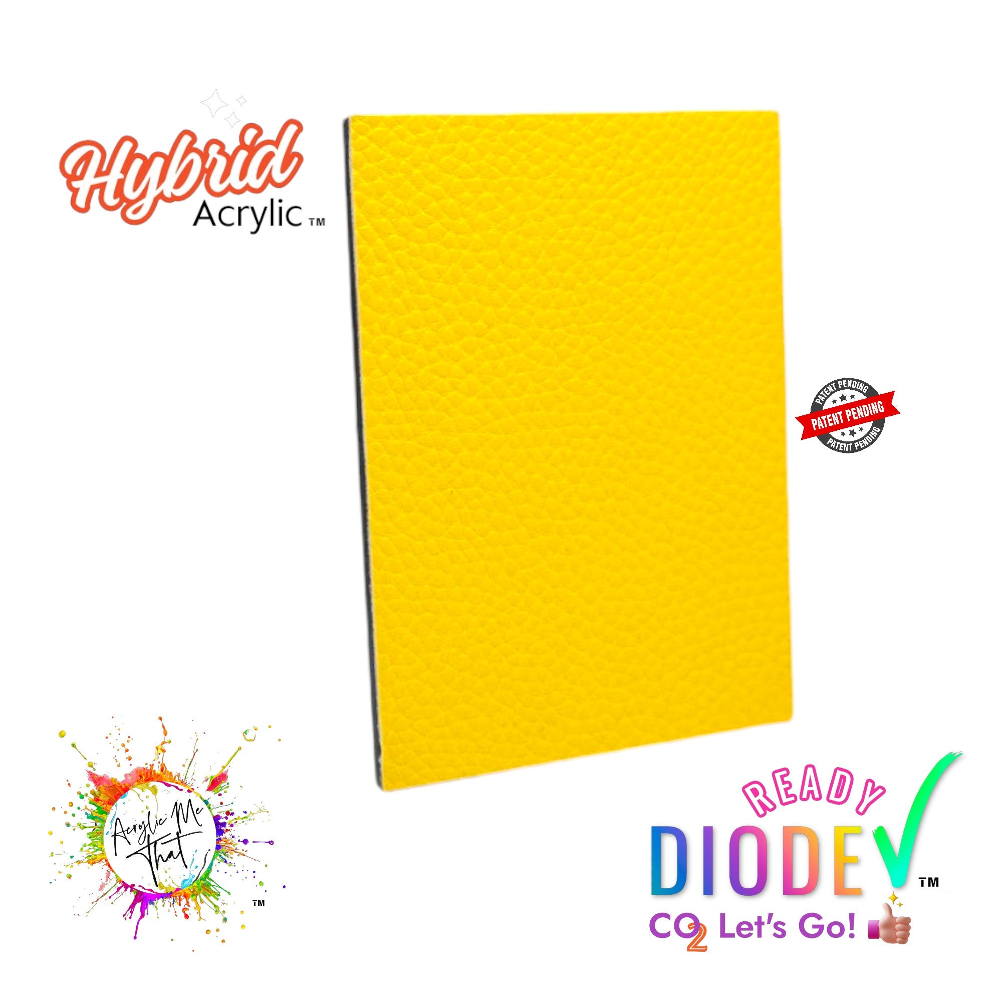 Yellow Textured Lychee Faux Leather Hybrid Acrylic | CO2 and Diode Laser Acrylic Sheets