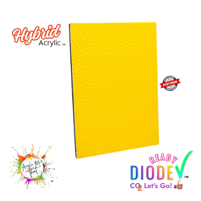 Yellow Textured Lychee Faux Leather Hybrid Acrylic | CO2 and Diode Laser Acrylic Sheets