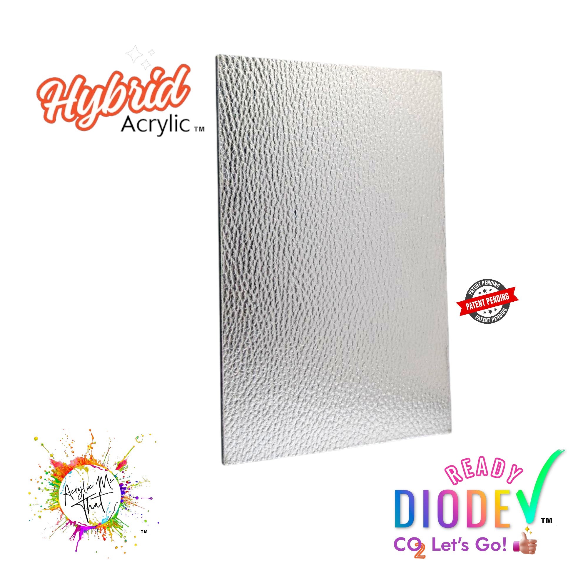 Metallic Silver Lychee Textured Faux Leather Hybrid Acrylic | CO2 and Diode Laser Acrylic Sheets