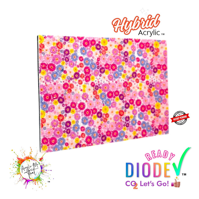 Flower Pattern Textured Iridescent Glitter Hybrid Acrylic | CO2 and Diode Laser Acrylic Sheets