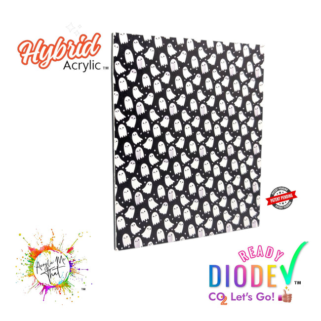 Pattern Black and White Ghosts Hybrid Acrylic | CO2 and Diode Laser Acrylic Sheets