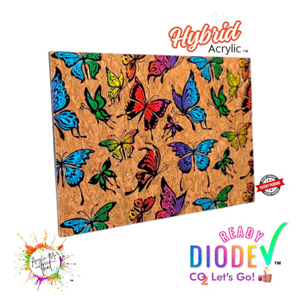 Iridescent Pattern Colorful Butterfly and Cork Texture Hybrid Acrylic | CO2 and Diode Laser Acrylic Sheets