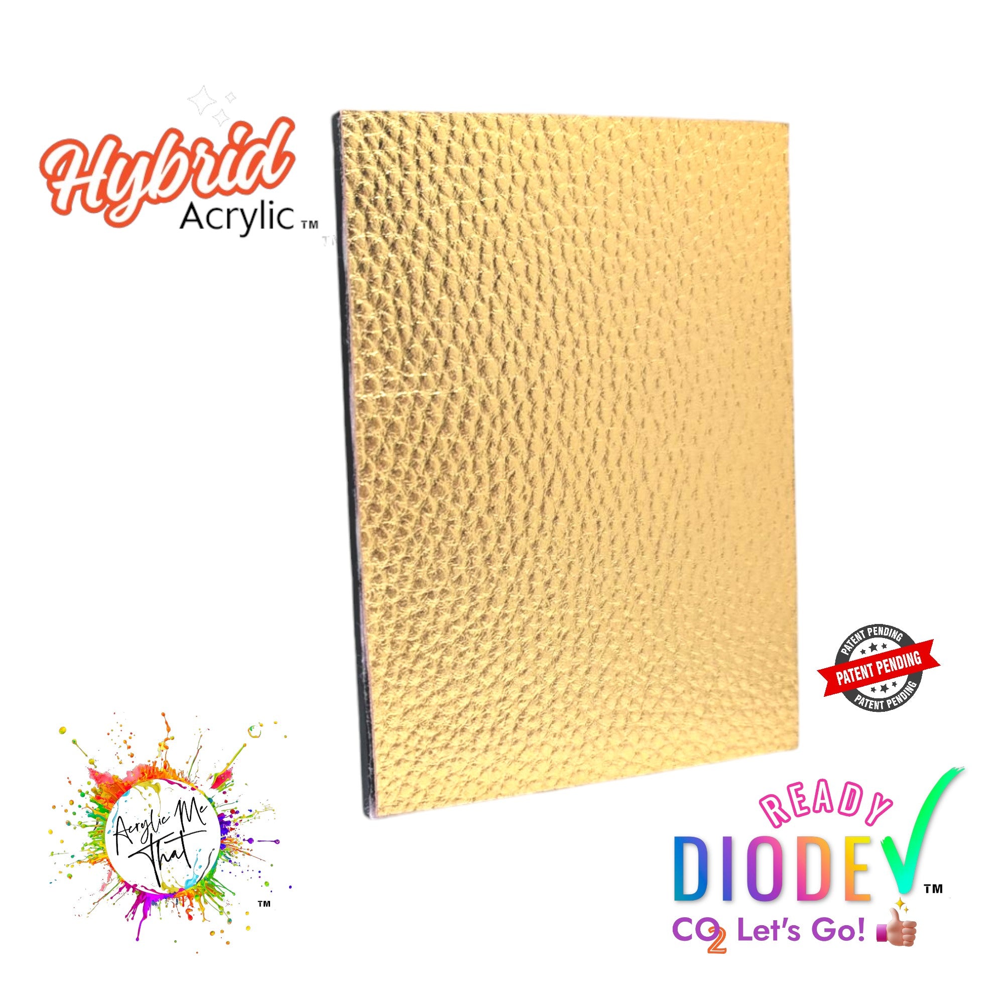 Metallic Gold Lychee Texture Hybrid Acrylic | CO2 and Diode Laser Acrylic Sheets