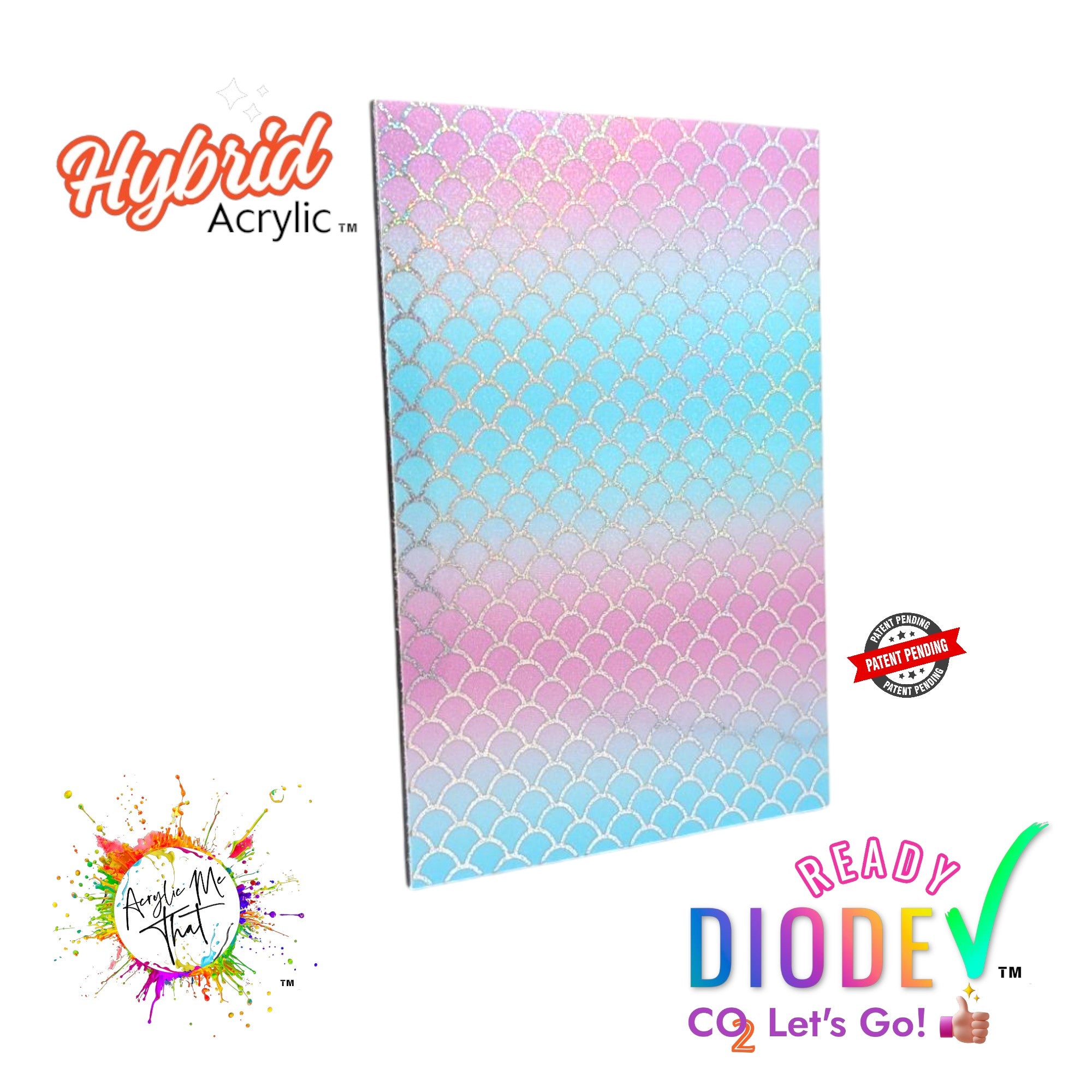 Iridescent Mermaid Pattern Pink and Teal Hybrid Acrylic | CO2 and Diode Laser Acrylic Sheets