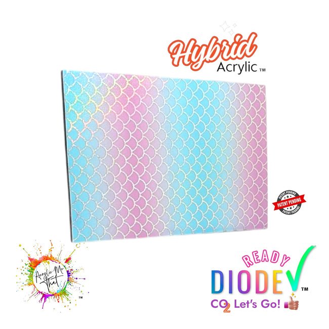 Iridescent Mermaid Pattern Pink and Teal Hybrid Acrylic | CO2 and Diode Laser Acrylic Sheets