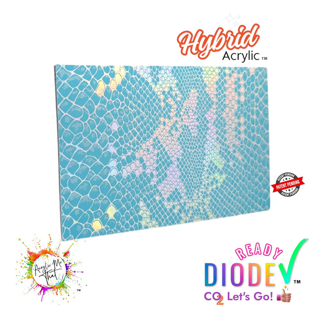 Iridescent Snake Skin Pattern Teal Hybrid Acrylic | CO2 and Diode Laser Acrylic Sheets