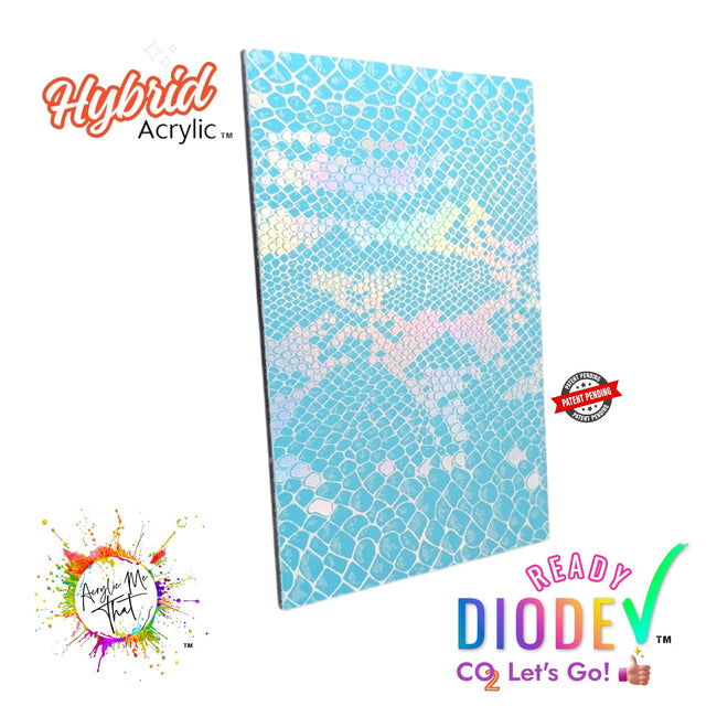 Iridescent Snake Skin Pattern Teal Hybrid Acrylic | CO2 and Diode Laser Acrylic Sheets