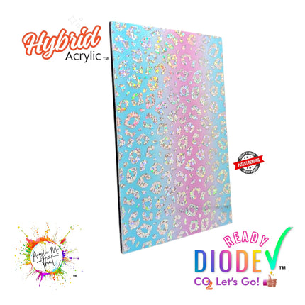 Iridescent Leopard Pattern Pink and Teal Hybrid Acrylic | CO2 and Diode Laser Acrylic Sheets