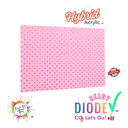 Iridescent Poka Dot Pattern Pink Hybrid Acrylic | CO2 and Diode Laser Acrylic Sheets