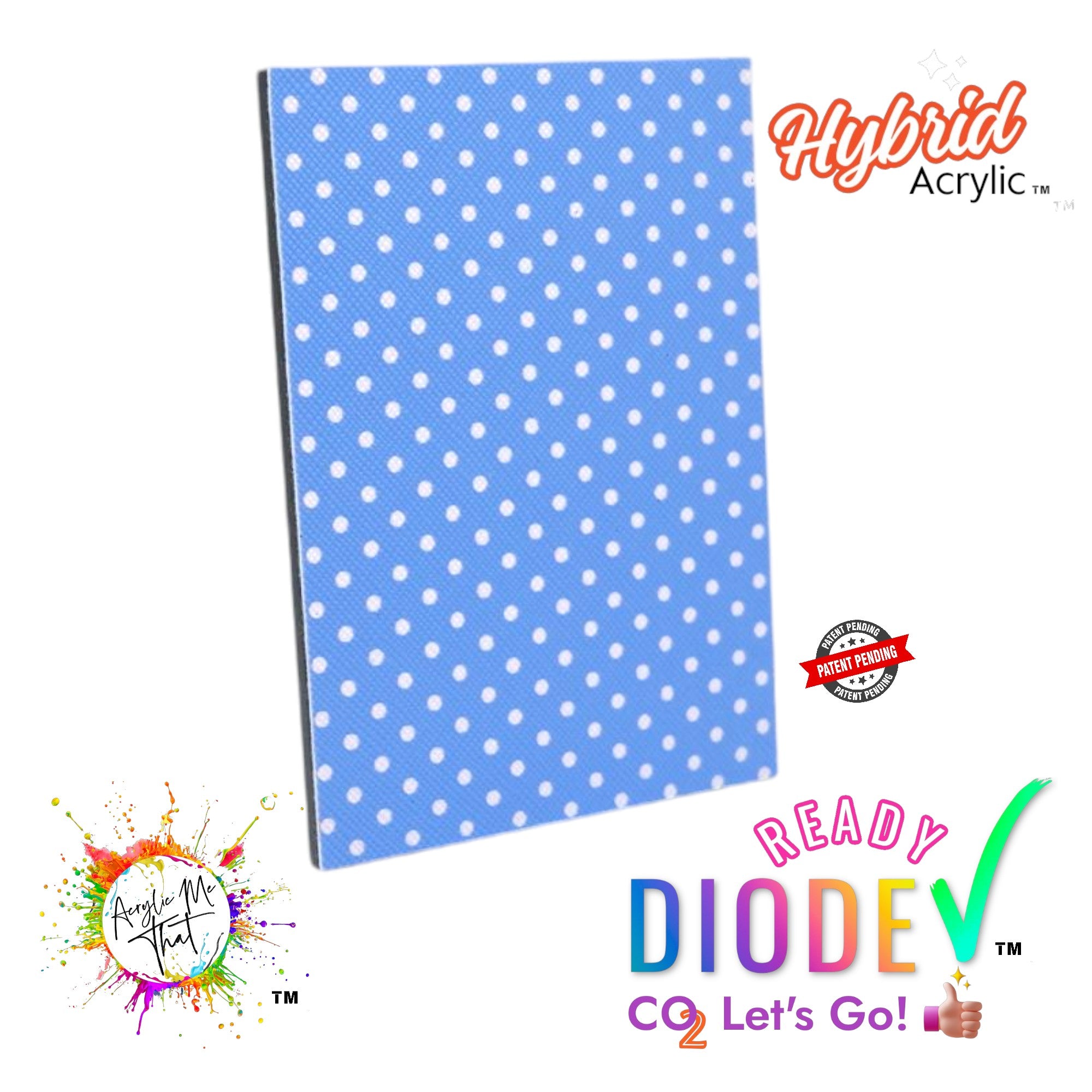 Blue and White Polka Dot Pattern Hybrid Acrylic | CO2 and Diode Laser Acrylic Sheets