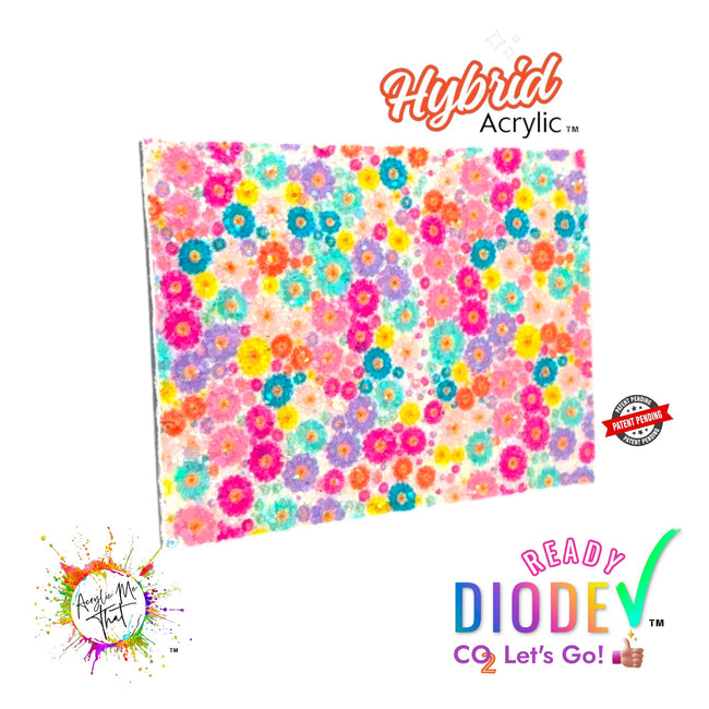 Flower Pattern Iridescent Glitter Texture Hybrid Acrylic | CO2 and Diode Laser Acrylic Sheets