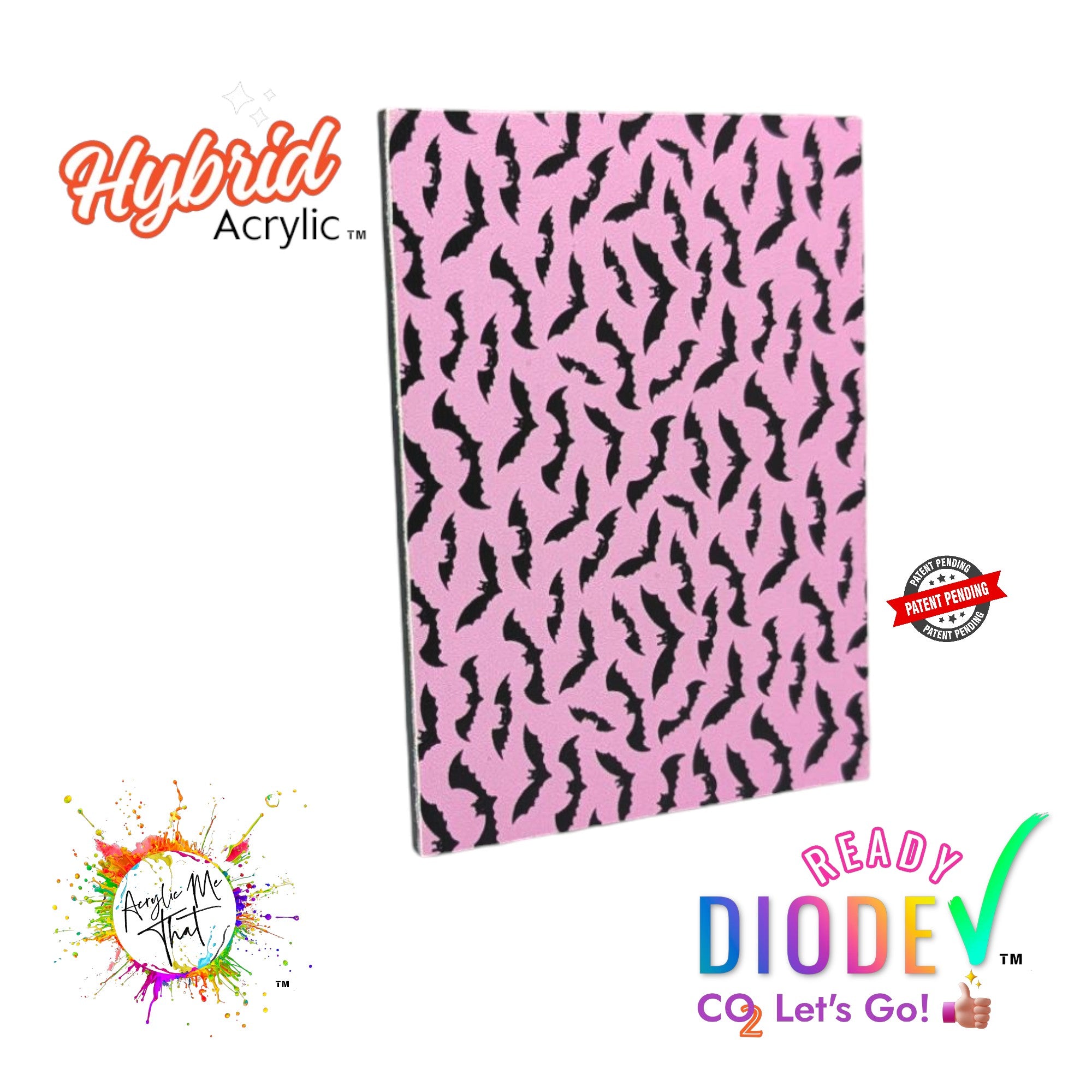 Pattern Pink and Black Bats Hybrid Acrylic | CO2 and Diode Laser Acrylic Sheets