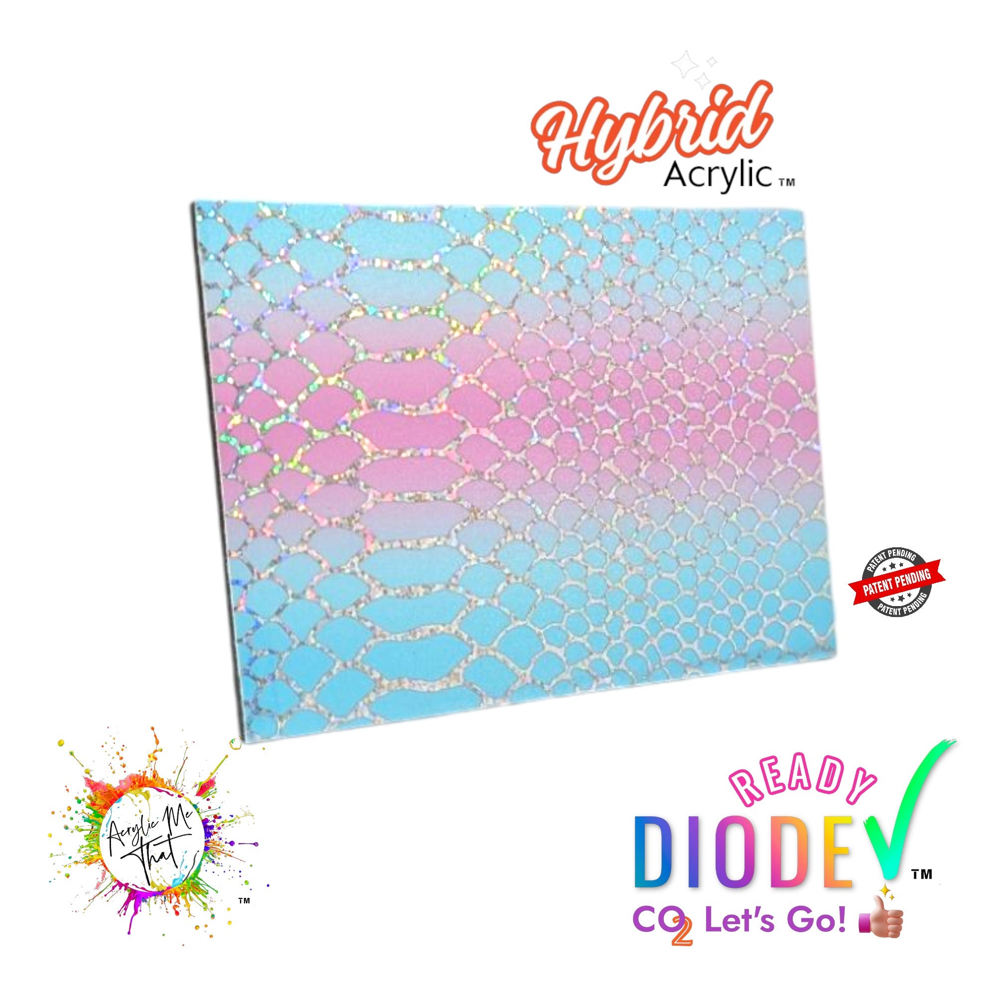 Iridescent Snake Skin Patter Pink and Blue Hybrid Acrylic | CO2 and Diode Laser Acrylic Sheets