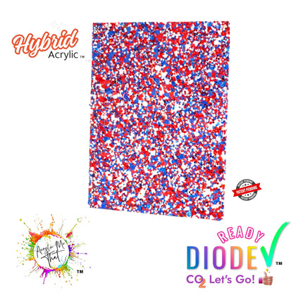 Red, White and Blue Glitter Texture Hybrid Acrylic | CO2 and Diode Laser Acrylic Sheets