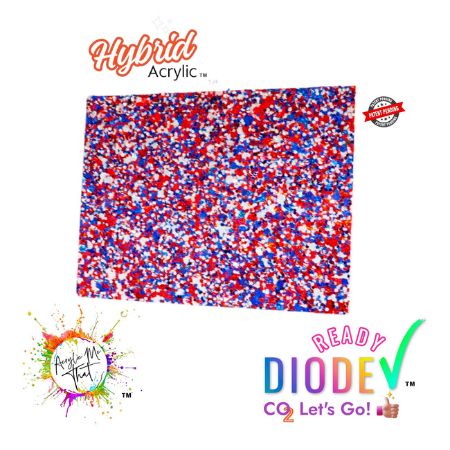 Red, White and Blue Glitter Texture Hybrid Acrylic | CO2 and Diode Laser Acrylic Sheets