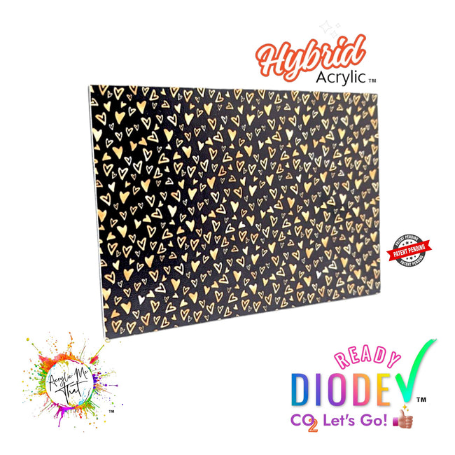 Gold and Black Heart Pattern Hybrid Acrylic | CO2 and Diode Laser Acrylic Sheets