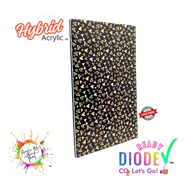 Gold and Black Heart Pattern Hybrid Acrylic | CO2 and Diode Laser Acrylic Sheets