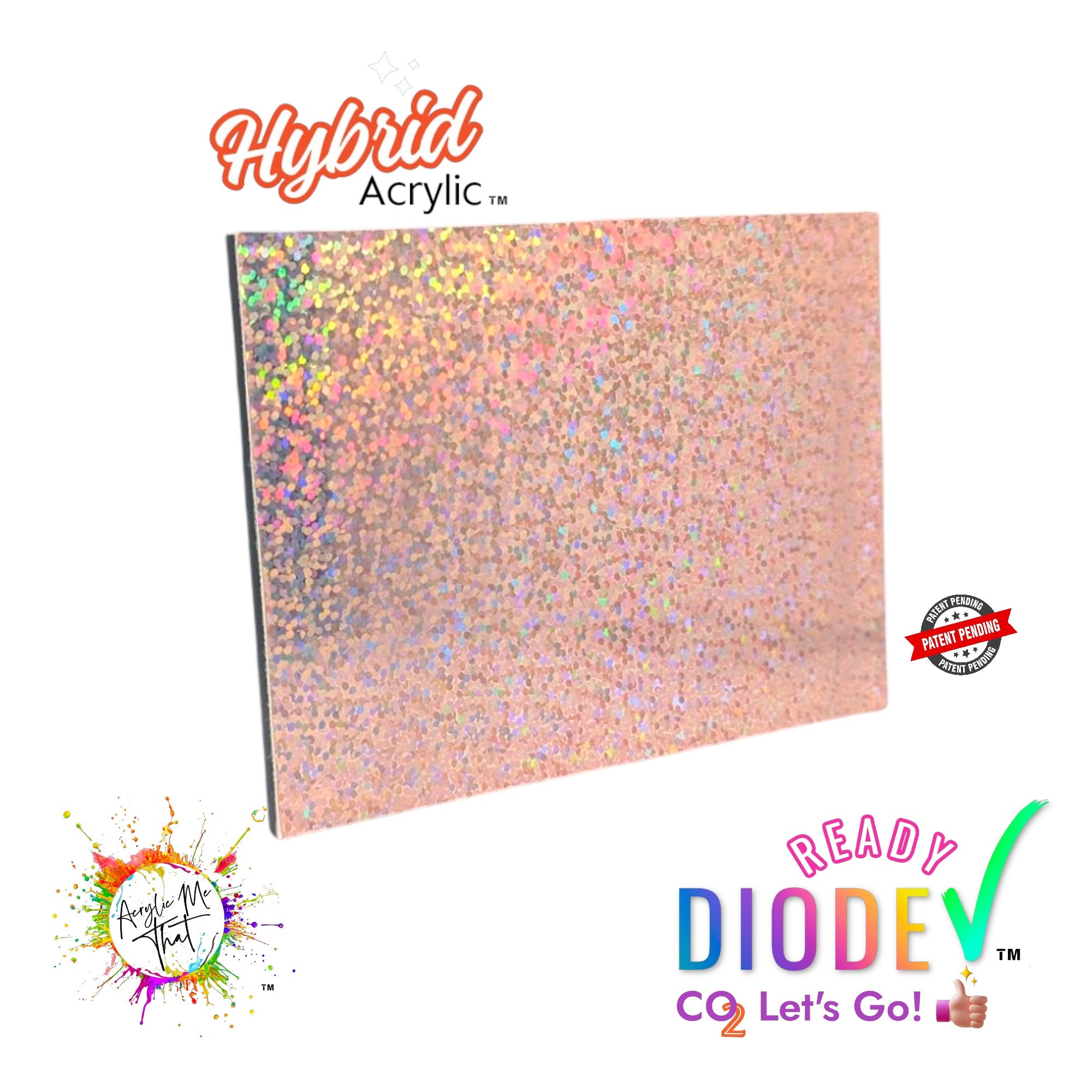 Rose Gold Iridescent Holographic Hybrid Acrylic Sheet | Diode Acrylic Sheet