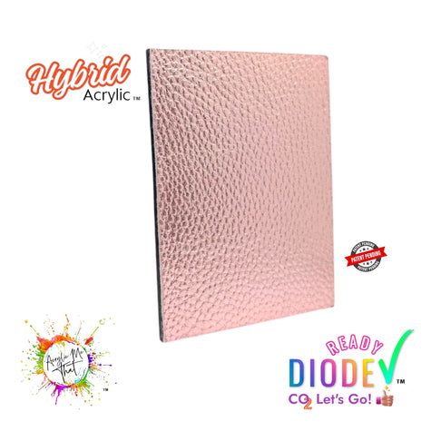 Rose Gold Iridescent Lychee Faux Leather Textured Hybrid Acrylic Sheet | Diode Acrylic Sheet