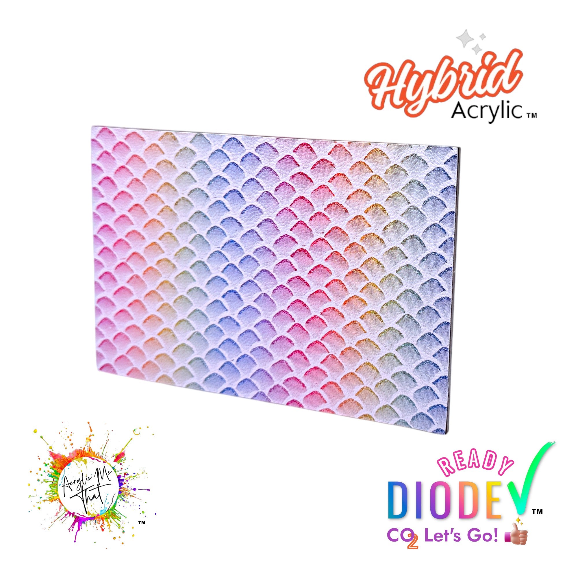 Rainbow White Iridescent Mermaid Scale Pattern Hybrid Acrylic | CO2 and Diode Laser Acrylic Sheets