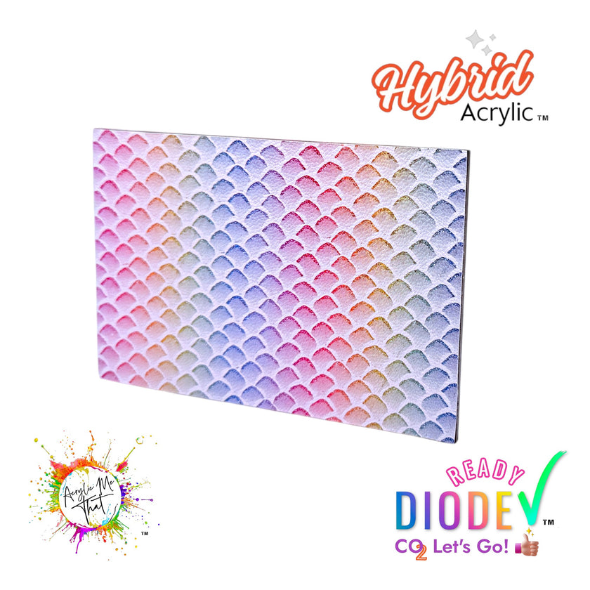 Rainbow White Iridescent Mermaid Scale Pattern Hybrid Acrylic | CO2 and Diode Laser Acrylic Sheets