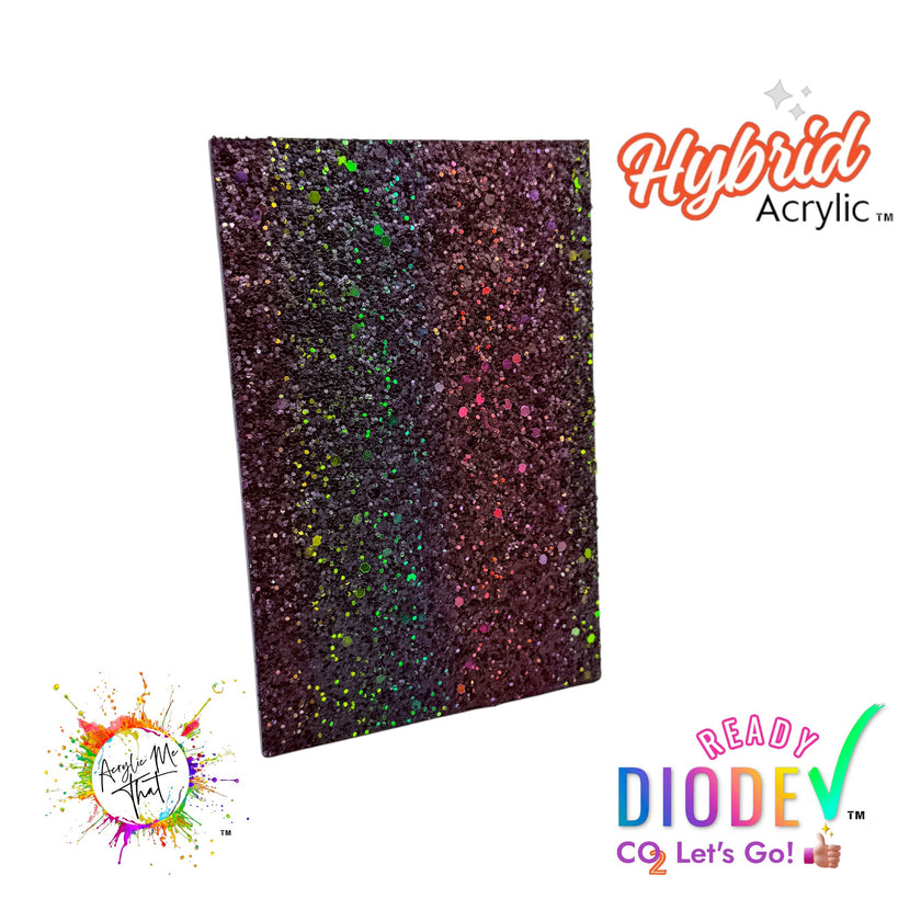Red, Green, Black Gradient Ombre Chunky Glitter Texture Hybrid Acrylic | CO2 and Diode Laser Acrylic Sheets