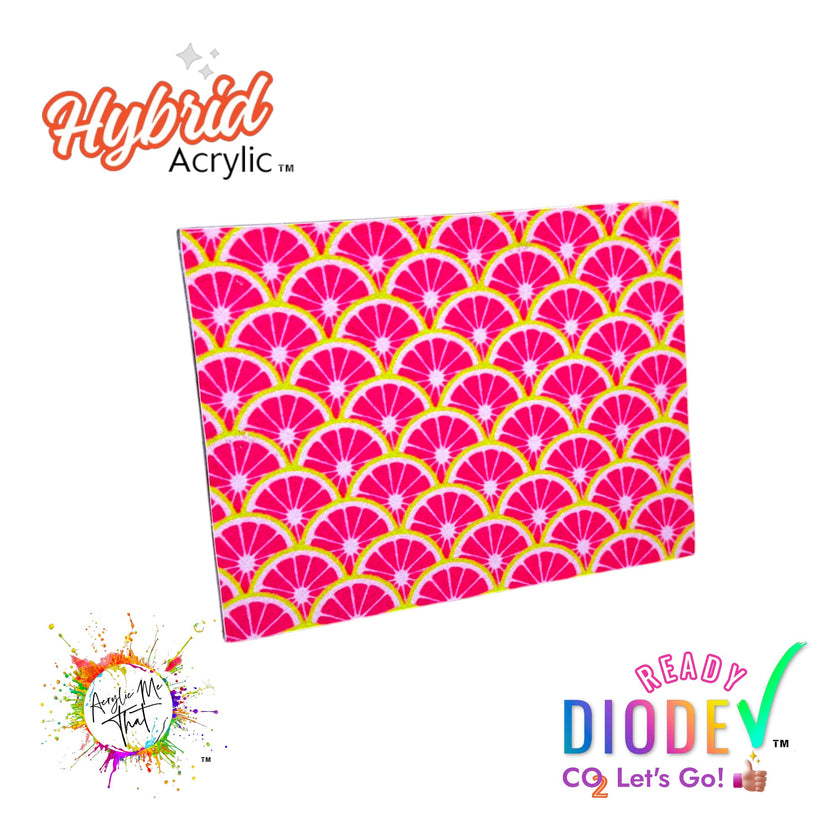 Pink Grapefruit Pattern Hybrid Acrylic | CO2 and Diode Laser Acrylic Sheets