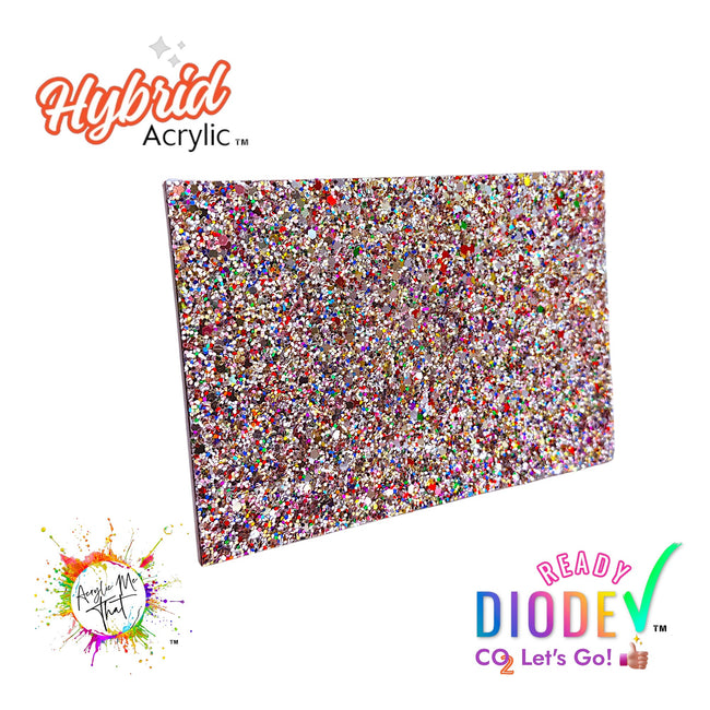 Silver Rainbow Chunky Glitter Texture Hybrid Acrylic | CO2 and Diode Laser Acrylic Sheets