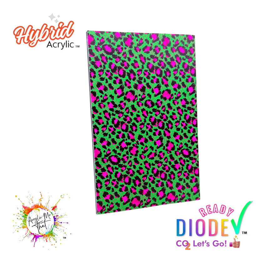 Hot Pink and Green Leopard Pattern Hybrid Acrylic | CO2 and Diode Laser Acrylic Sheets