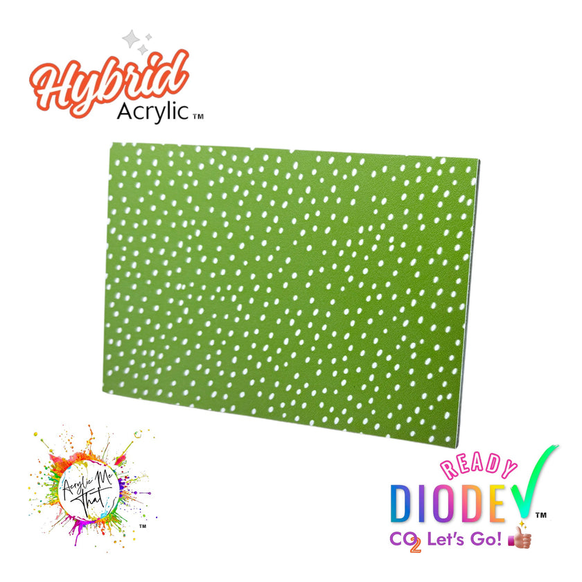 Olive Green and White Polka Dots Pattern Hybrid Acrylic | CO2 and Diode Laser Acrylic Sheets