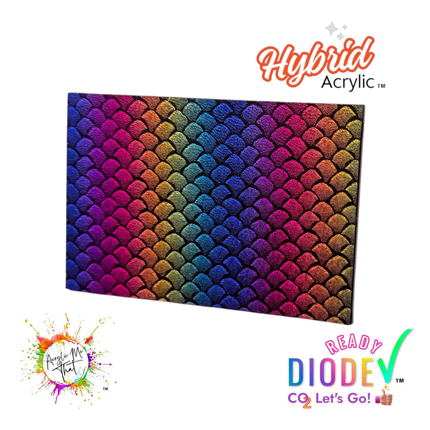 Rainbow Black Iridescent Mermaid Scale Pattern Hybrid Acrylic | CO2 and Diode Laser Acrylic Sheets