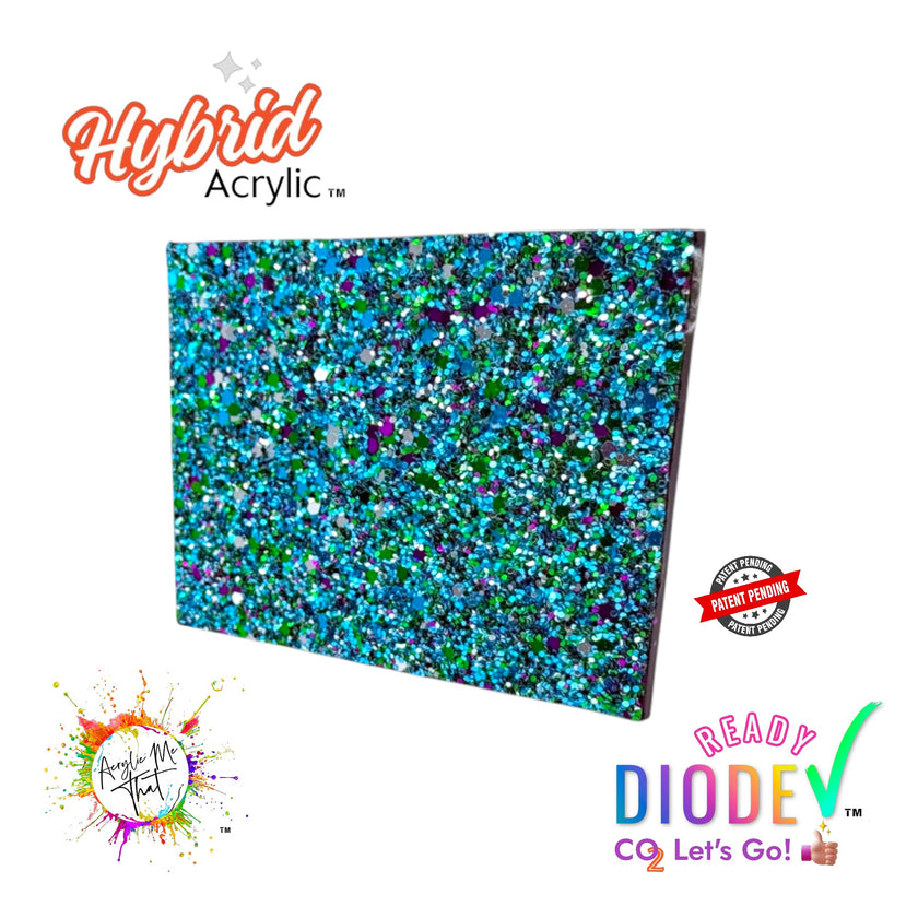 Sparkling Blue, Silver and Purple Chunky Glitter Hybrid Acrylic | CO2 and Diode Laser Acrylic Sheets
