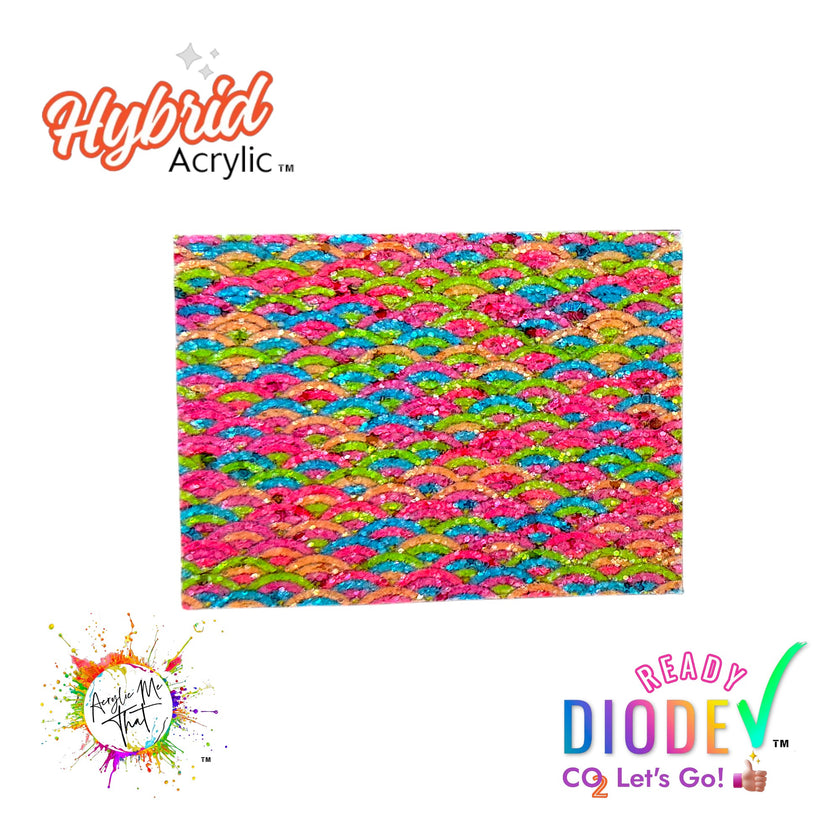 Pink,Blue, Green Rainbow Scale Chunky Glitter Texture Hybrid Acrylic | CO2 and Diode Laser Acrylic Sheets