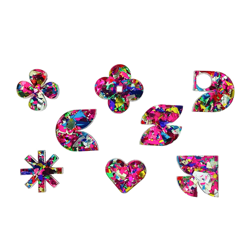 Pink Chunky Glitter Cast Acrylic Sheet 4mm for CO2 Laser Cutting.