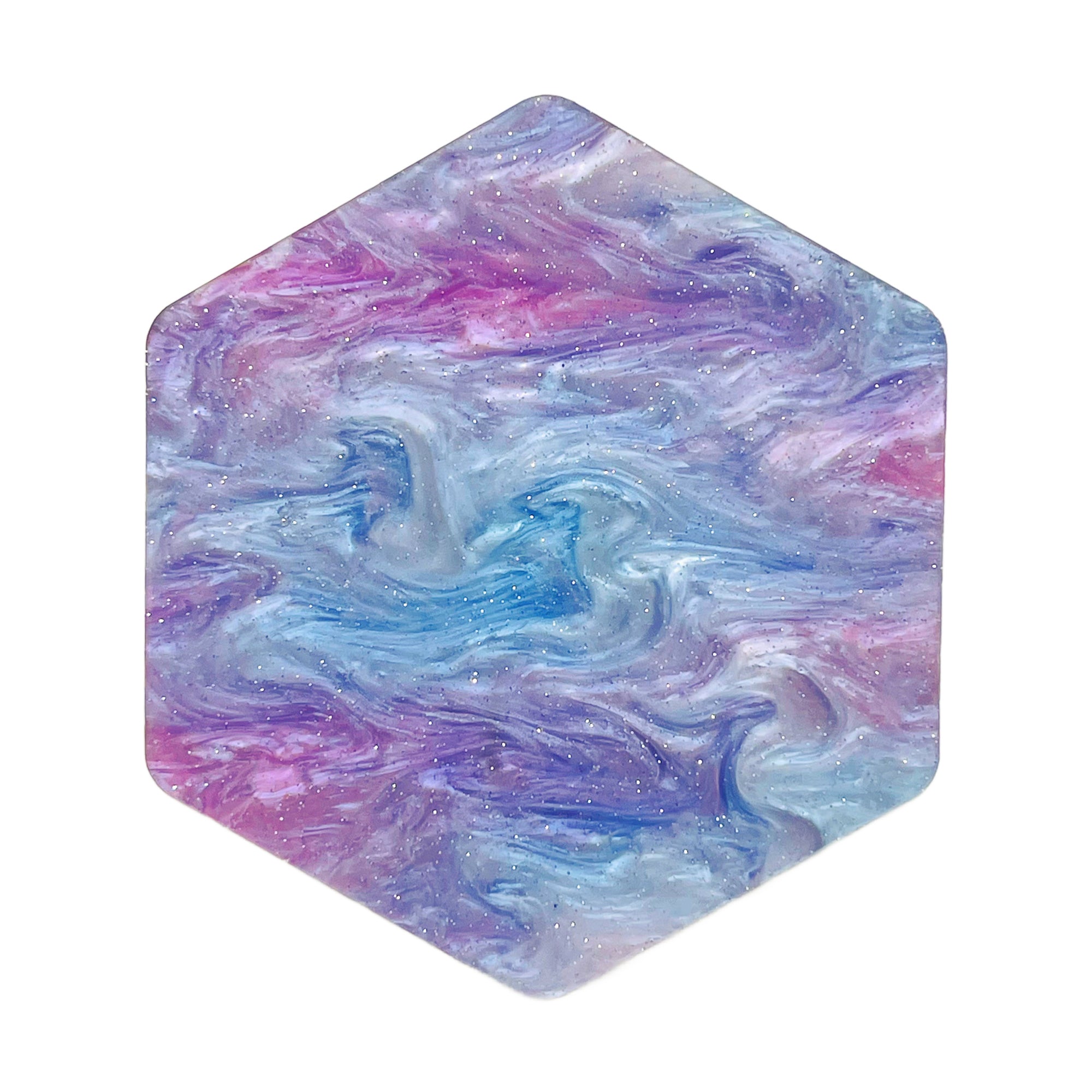 Iridescent Fairyfloss acrylic sheet with marble pattern, suitable for laser proof and sublimation cast acrylic projects.