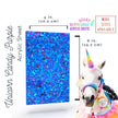 Colored glitter acrylic sheet, perfect for creating custom projects using laser cut plastics.