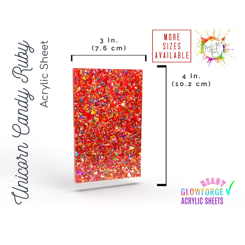 Red iridescent patterned glitter cast acrylic sheet in vibrant colors for custom laser cut projects.