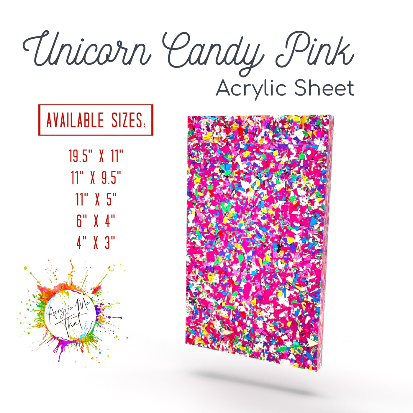 Pink Flake Acrylic Sheet - Multiple Sizes Available